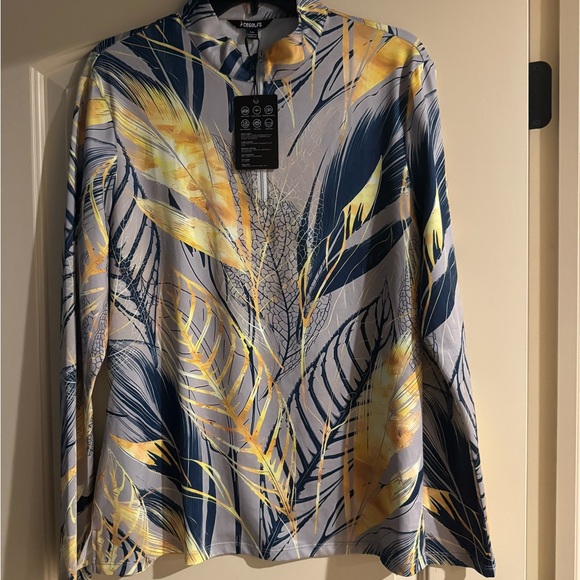 AceGolfs XXL NWT Tropical Print Long Sleeve Half Zip - Picture 1 of 4